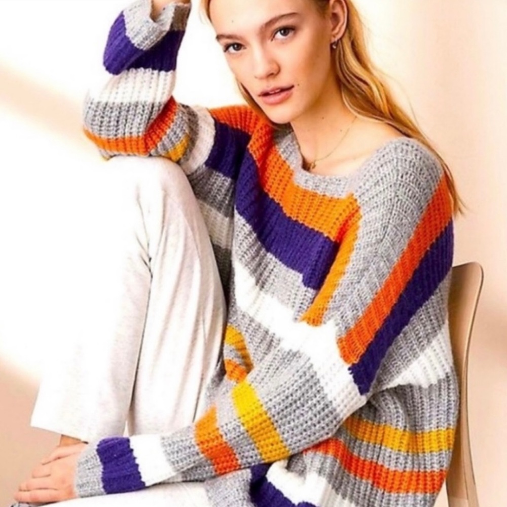 Lou & Grey Multicolor Stripe Alpaca Blend Oversized Knit Sweater